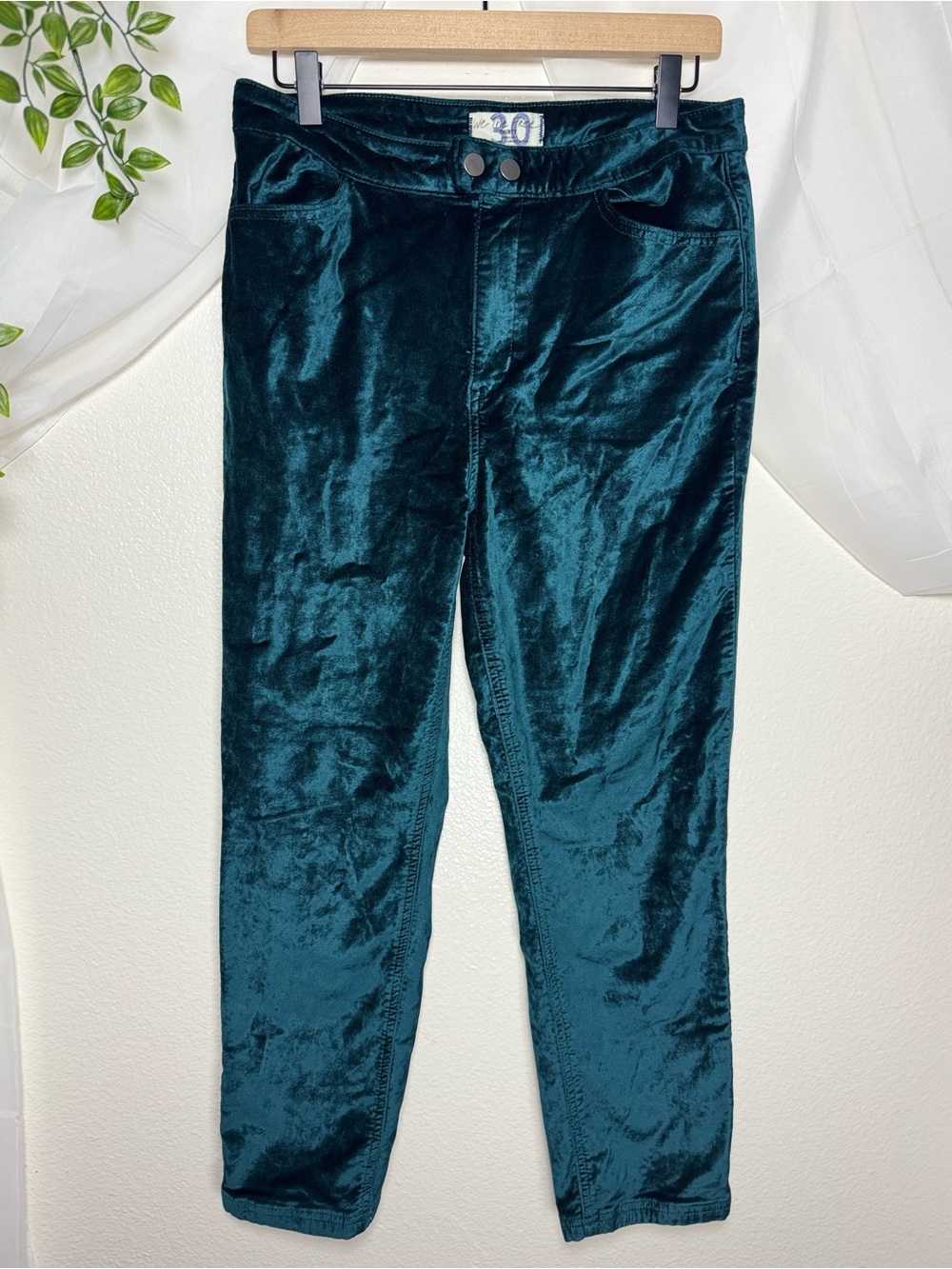 We The Free Sweet Jane Velvet Pants Emerald Dark Blue Green